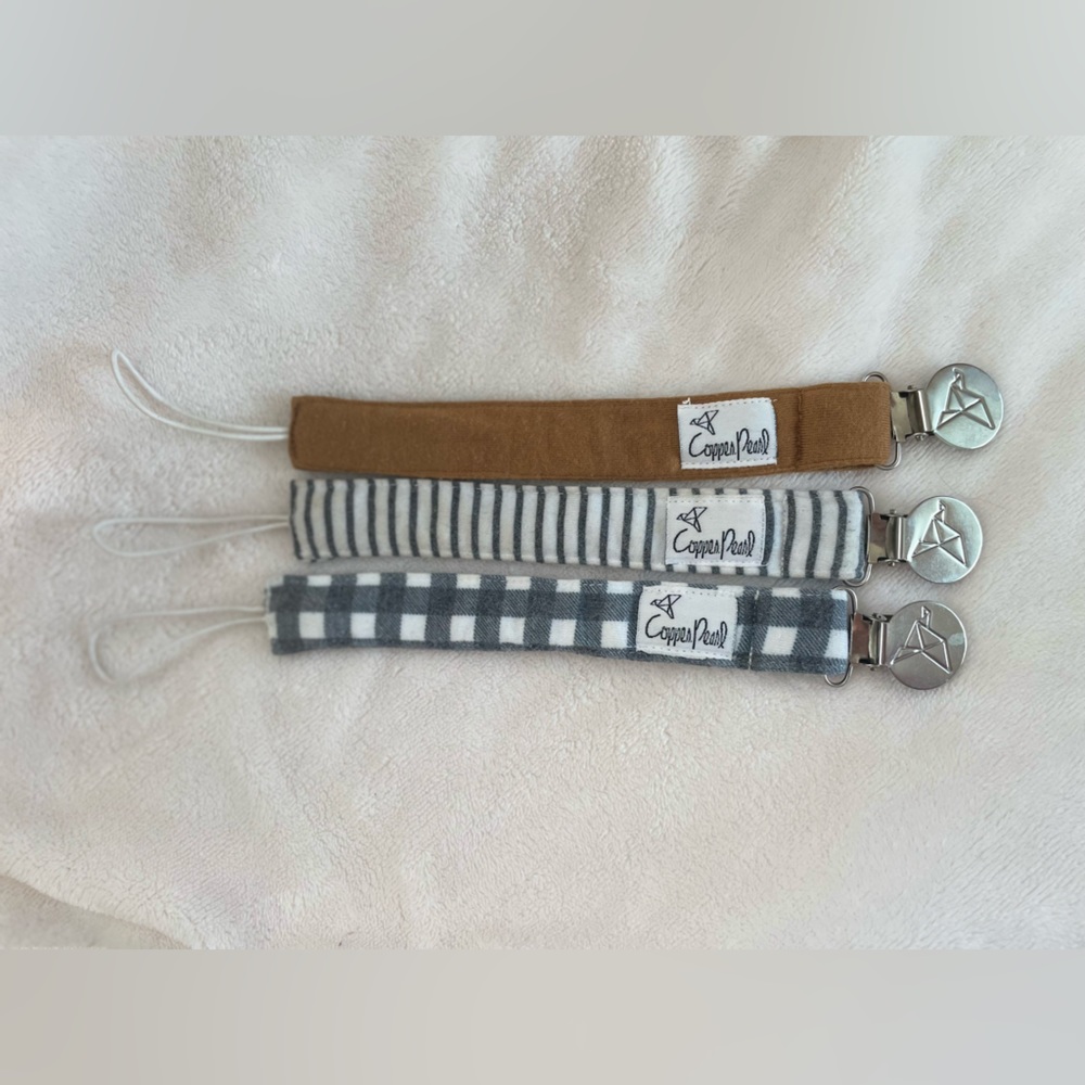 Copper Pearl Pacifier Clips